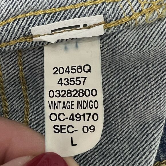 SPANX VINTAGE INDIGO FLARE Wide Leg Blue Denim pull-on Jeans Stretch Size L - Picture 8 of 9